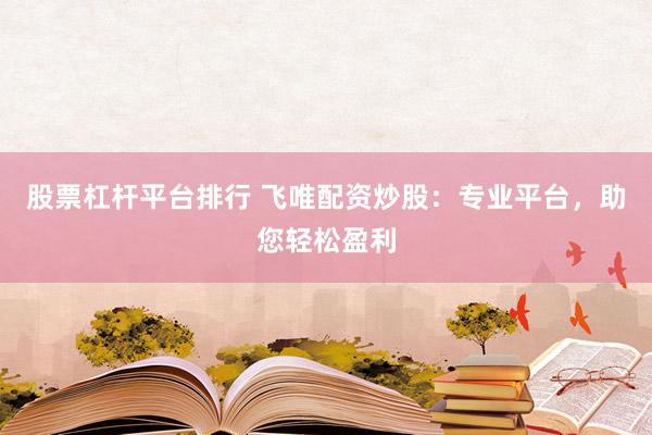 股票杠桿平臺排行 飛唯配資炒股：專業(yè)平臺，助您輕松盈利