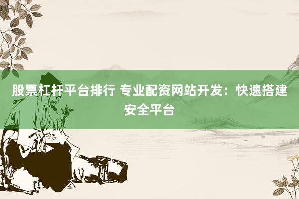 股票杠桿平臺排行 專業(yè)配資網(wǎng)站開發(fā)：快速搭建安全平臺