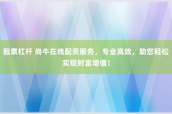 股票杠桿 尚牛在線配資服務(wù)，專業(yè)高效，助您輕松實(shí)現(xiàn)財(cái)富增值！
