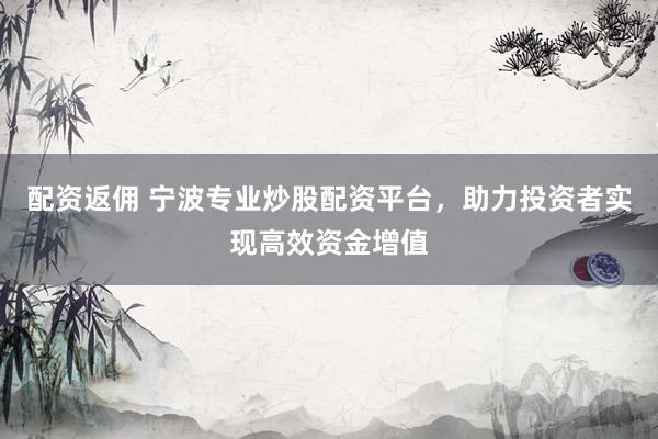 配資返傭 寧波專業(yè)炒股配資平臺，助力投資者實現(xiàn)高效資金增值
