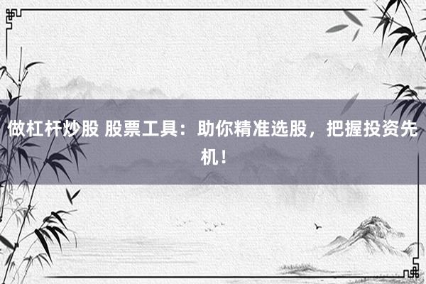 做杠桿炒股 股票工具：助你精準(zhǔn)選股，把握投資先機(jī)！
